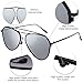 SOJOS Polarized Flat Mirror Lenses Sunglasses Classic Metal Double Bridge Glasses SJ1040 with Black Frame/Silver Mirrored Polarized Lens