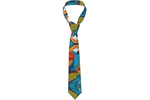 Two Colored Parrots Prints Men's Necktie - Silk Tie for Men, Fashion for Business, Weddings, Parties, and as a Gift (57X3.1 I