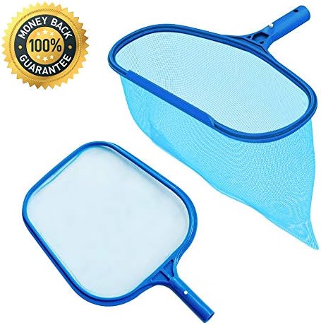 Guarm Heavy Duty Deep-Bag Pool Rake & Swimming Leaf Skimmer Net with Medium Fine Mesh,Fits Most Standard Pole for Cleaning Swimming Pools,Hot Tubs,Spas and Fountains (Flat rake + deep-Bag rake)