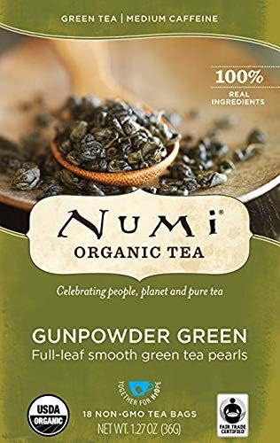 Numi Organic Tea Gunpowder Green, 18 Count Box of Tea Bags (Pack of 3) (Packaging May Vary)