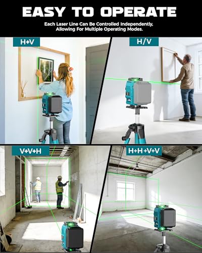 Ecarke Nivel Laser 4D con 16 Líneas Horizontales, 4x360°, Trípode, Compatible con Batería Makita 18V, Nivel Láser Autogestionado para Obras de Construcción, Azulejos y Renovación (Solo Herramienta)