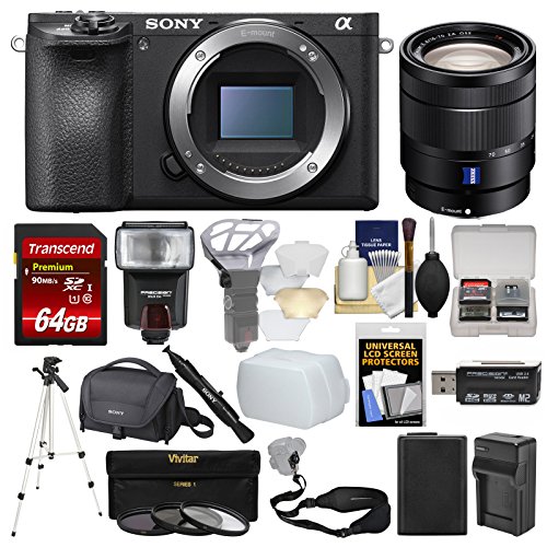 Sony Alpha A6500 4K Wi-Fi Digital Camera Body with 16-70mm f/4 Lens + 64GB Card + Case + Flash + Battery & Charger + Tripod + Kit Sony Alpha A6500 4K Wi-Fi Digital Camera Body with 16-70mm f/4 Lens + 64GB Card + Case + Flash + Battery & Charger + Tripod + Kit
