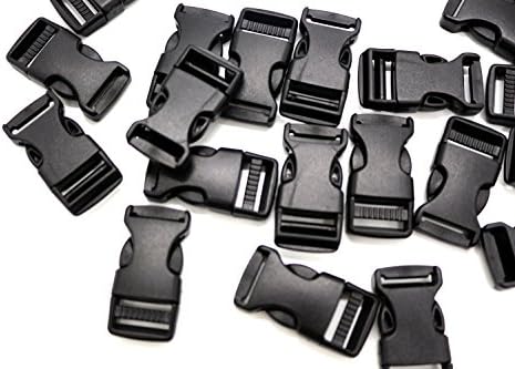 JustThread Flat Side Plastic Buckles - 3/8 5/8 3/4 1 1.25 1.5 2 inch - Multi-Color, Black - Bulk Value Packs - Suitable for Crafts &amp; DIY (3/4 inch (pack of 100), Black)