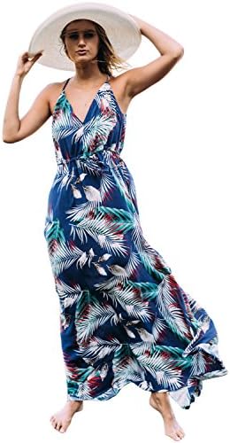 UBetterM Womens Maxi Dress Tie Dye Print Boho Pocketed Maxi Dress