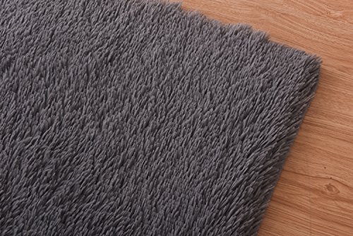 Living Room Bedroom Rugs, MBIGM Ultra Soft Modern Area Rugs Thick Shaggy Play Nursery Rug With Non-Slip Carpet Pad For Living Room Bedroom 4 Feet By 5.2 Feet, Grey
