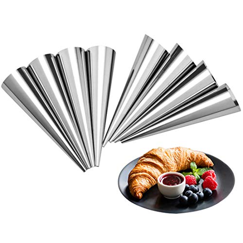 Tebery 30 Pcs Lady lock forms,Stainless Steel Pastry Cream Horn Molds,Free Standing Cone Shape