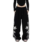 Y2k Wide Leg Baggy Grunge Double Waisted Drawstring Sweatpants Streetwear Women Emo 2000s Star Pants