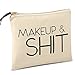 SHERWAY Funny Canvas Makeup Bag, Large Beige Cosmetic Bag (9.5 x 8 inch), Zipper Pouch Toiletry Travel Bag, Premium Canvas Makeup Bag for Birthday Gift, Wedding Party Gift