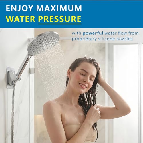Large Hand Shower, Voolan High Pressure Hand Showers, Chrome Rain Shower 7.5" with a Jet Wide Enough to Cover the Entire Body, Round