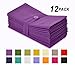 COTTON CRAFT Classic Cotton All Year Luncheon Dinner Napkins - Mitered Corners - Set of 12 - Pure Cotton - Use Every Day - Reusable Cloth Paperless Washable Oversized - 20 inch x 20 inch-Grape