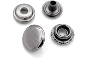 CRAFTMEMORE Snap Fasteners Color Plated Solid Brass Snaps Heavy Duty Press Stud Poppers Ring-Socket Button #201 VT47 Pack of 10 (15 mm, Gunmetal Black)