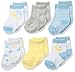 Rene Rofe Baby Baby Newborn and Infant 6 Pack Socks, Moon, 0-9 Months