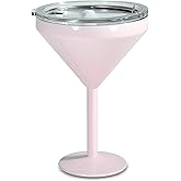 AGH Stainless Steel Martini Tumbler with Lid, 10oz Insulated Margarita Tumbler, Double Wall Vacuum Cocktail Tumbler Wine Glasses for Party, Vacation, Picnic, Pool, Beach & Patio (Pink)
