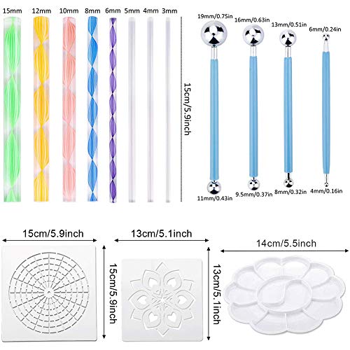 Dotting Tools for Painting Rocks Variety Mandala Stones Dotting Tools Set with Reusable Stencils for Road Camping¡­