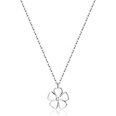 SLUYNZ 925 Sterling Silver White Floral Choker Necklace for Women Teens Flower Pendant Necklace Chain for Summer Spring