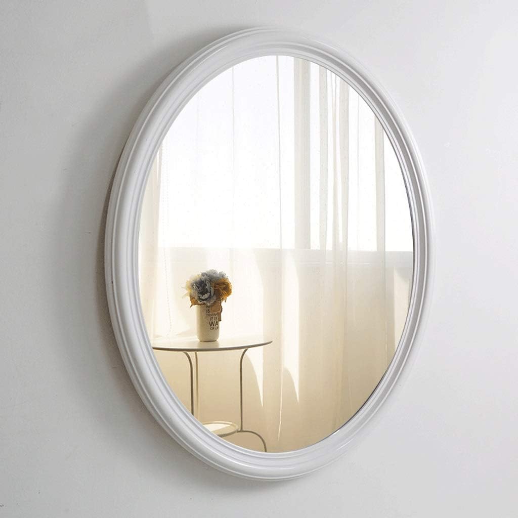ZHBWJSH Bathroom Mirror Oval White Bathroom Mirror Anti-Fog Mirror Bathroom Mirror Wash Mirror Toilet Mirror Simple (Color : White)
