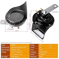 FARBIN 4pcs Loud Train Horn for Truck Car, Super