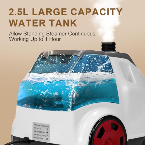 Garment Steamer Standing for Clothes, STANEW 2000w 2.5 L Water Tank with Garment Hanger and Height Adjustable Ironing Board, Steam Iron 8 Second Heating Time, 43 G/Min, 11 Steam Settings for Crease