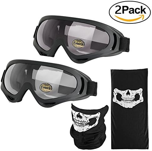 iGoods 2 Pack Motocross Goggles for Men Women, Dust Proof Skate Glasses for Youth Kids Boys Girls,CS Military Combat Safety Goggles,Motorcycle Cycling Hiking Runing Sunglasses Eyeware