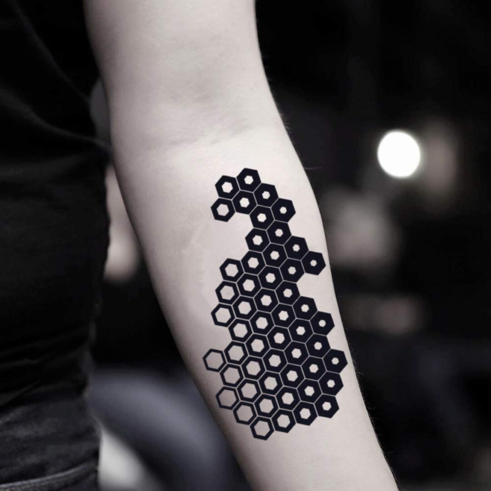 pix Black Honeycomb Pattern Tattoo honeycomb temporary fake tattoo sticker