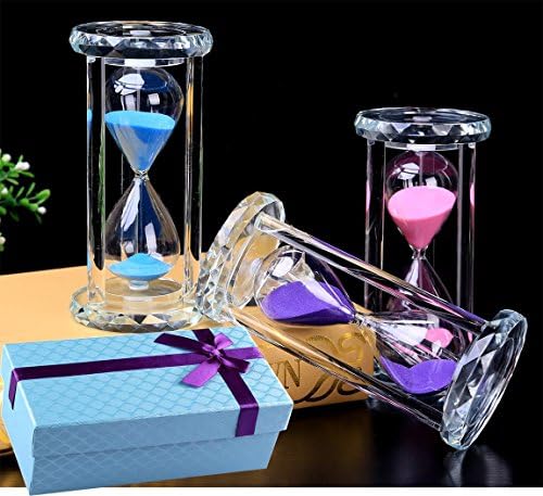 iOtO 60 Minutes Hourglass Sand Timer Romantic Decorative Crystal Wooden Frame Desk Clock Gift Box Package (M blue)