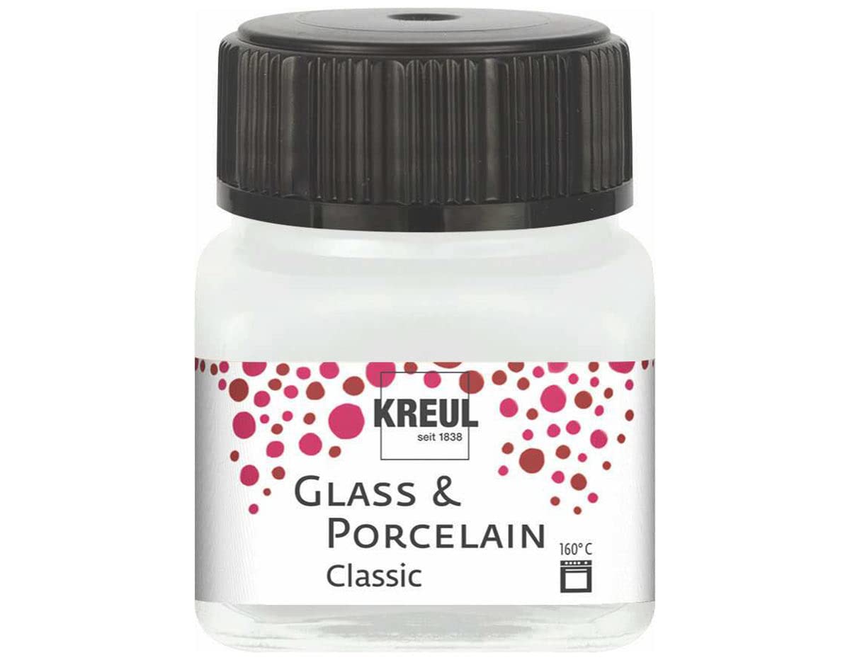 Kreul 16200 - Glass & Porcelain Classic Cream White, 20 ml Jar, Water-Based Gloss Glass and Porcelain Paint, Quick Dry, Opaque — image 1