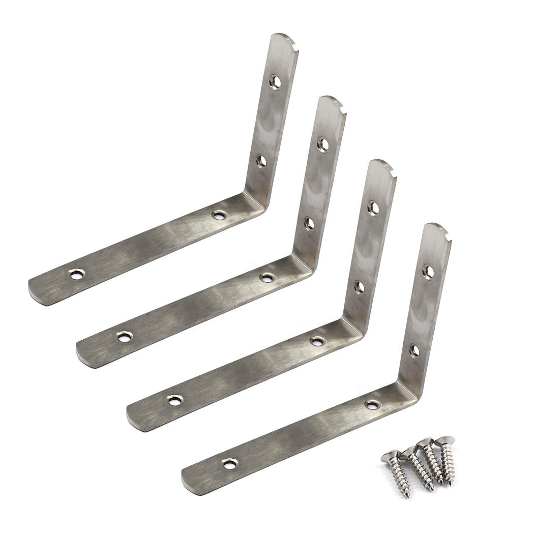 (4 Pieces) 150x110x3mm Angle Connector Corner Brackets (Thickness 3mm) Stainless Steel L Shape Brace Brackets with Screws