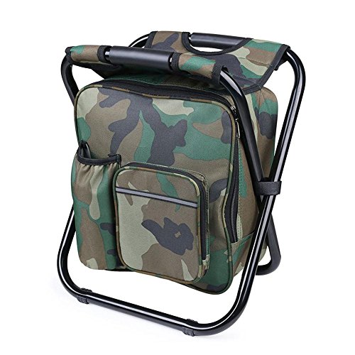Purebesi Sac à Dos Tabouret Chaise Avec Refroidisseur Sac Pique-nique Isotherme Portable Pliable Sac à Dos Tabouret…