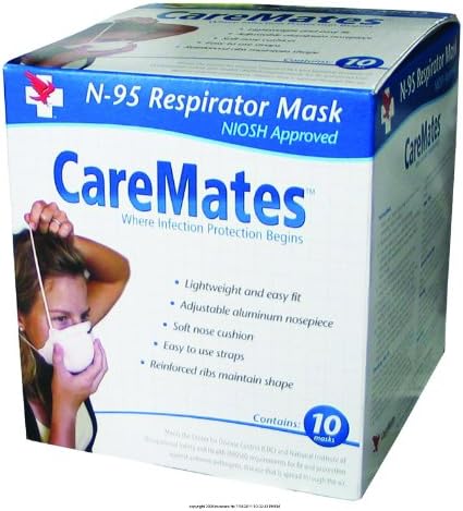 Caremates™ Cone Style N95 Mask, Air Purifying Respirator - Box of 10