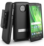 Encased Moto G6 Case with Belt Clip Holster - Rubberized Slim Combo Cover with Reinforced Metal Kickstand - Slimline Series (for Motorola MotoG6 Phone) (Smooth Black)