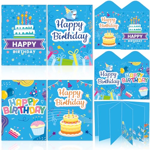 4 Set Birthday Gift Card Booklet with Envelopes, Blue at Amazon