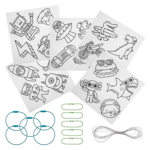 Stephen Joseph, 20 PC DIY Shrinking Art Kit to Creates Charms and Tags, Includes 20 Plastic Pre Cut Charms, DIY Summer Crafts, Ideal Party Favor, Adventure