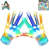 MAOXIAN Flashing LED Gloves,Kid Camping Outdoor Games for 4 5 6 7 8 9 10 11 12 Year Old and Above can wear, Halloween Christmas Party Best Costume Gift,in The Dark Party Favor Sensory Glow Toys