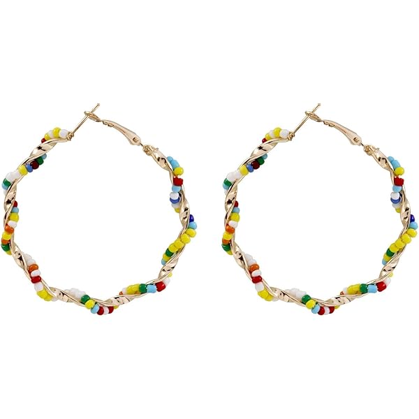 Boucles D'oreilles CREOLE Strass & Perles De Bohème – Idéal Cadeau Fêtes | Élégant Et Festif