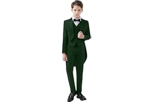 ProPoFol Boys Tuxedo Suit Slim Fit Kids Tailcoat Suit 3 Piece Suits Set for Prom Concert Wedding Casual
