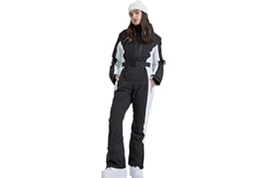 HOTIAN Women One Piece Ski Suits Slim Fit Overalls Jumpsuits Waterproof Winter Outdoor Snowboard Snow Suits
