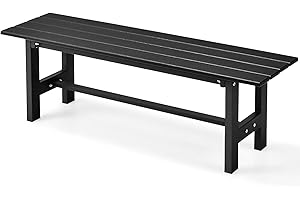 Giantex 2-Person Outdoor Bench Seat - Backless Patio Garden Bench, 47” Weatherproof Outside Chair with Slatted Seat, Metal Fr