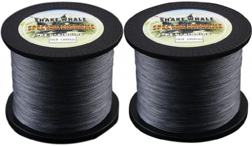Shake Whale 100-Percent PE Good Quality Briad Fishing Line 30LB 3000Yards Gray 1Pcs 1000Y and 2000Y