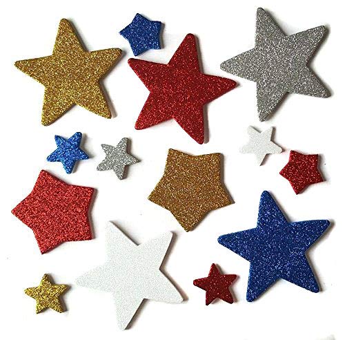 Red, White, Blue, Silver, and Gold Foam Star Stickers