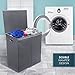 Sorbus Laundry Hamper with Lid Closure – Foldable Double Sorter Detachable Cover and Divider, Built-in Handles for Easy Transport, Grey