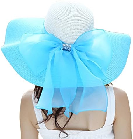Kaisifei Bowknot Casual Straw Women Summer Hats Big Wide Brim Beach Hat