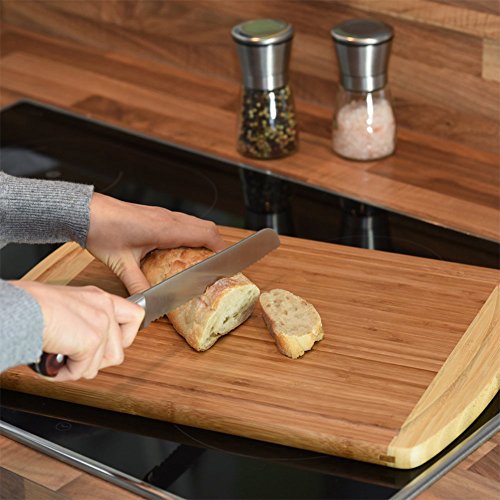Organic Bamboo Chopping Board By Ancona, Kitchen Wood Cutting Serving Board, Carving Breadboard Plate with Juice Groove 18x12.6 Inch