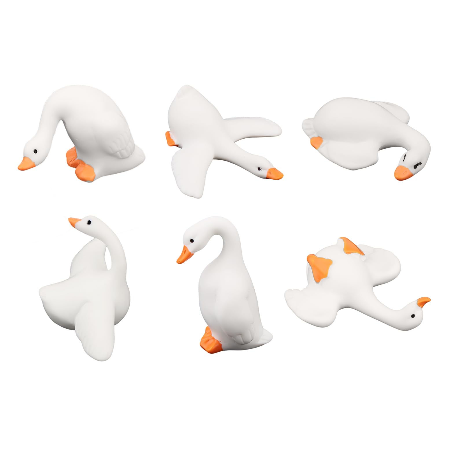 Photo 1 of Tinoaly 6pcs Mini Goose Figurines, Tiny Miniature Resin Silly Goose Statue Small Cute Decorations Office Desk Decor for Car Interior Rearview Mirror Ornaments Accessories