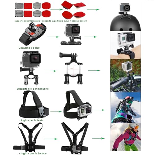Gurmoir Action Camera Accessory Kit for Gopro 13 12 11 10 9, Camera Action Kit Compatible with Gopro Hero 13 12 11 10 9 (DT16)