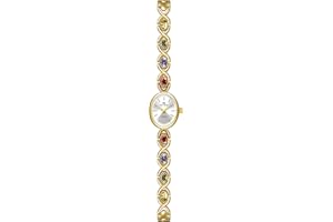 MASTOP Luxury Vintage Gold Watches for Women with Jade Colorful Crystal Small Oval Dainty Silver Watch Ladies Bracelet Dress Quartz Wrist Watch Waterproof Bangle