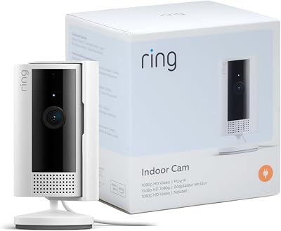 Caméra intérieure (Indoor Camera 2e gén.) | Caméra de surveillance wifi sur secteur pour animaux, vidéo HD 1080p, audio bidirectionnel, cache de confidentialité | Essai Ring Home gratuit 30 j.