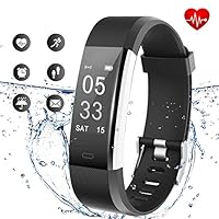 Lintelek Fitness Tracker, Activity Tracker with Heart Rate Monitor, Waterproof Smart Fitness Watch with Sleep Monitor, Step Counter, Calorie Counter, Pedometer Watch Upgrade Version (Black)