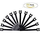 SMALLElectric 100 PCS Reusable Fastening Cable Ties, Microfiber Cloth 6-Inch Hook and Loop Cord Ties,Pack of 100 Velcro Cable Straps Black