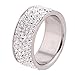 Gorgeous Stainless Steel White 5 Rows Lines Cz Cubic Zirconia Round Crystal Wedding Band Ring ,8mm Width