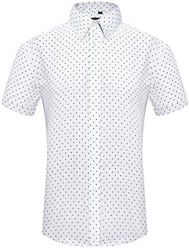 QIHUANG Mens Shirt Tree Pattern Printed Short Sleeve Casual Slim Fit Dress Summer Shirts,White 01,XX-Large